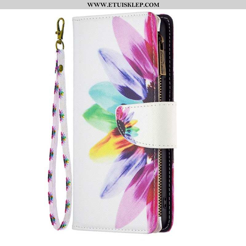 Etui Folio do Poco X5 5G Kieszonka Zapinana Na Zamek W Kwiaty